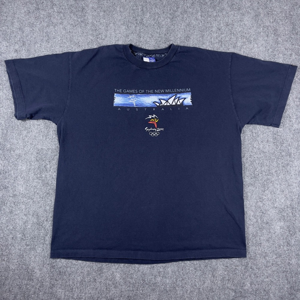 Vtg Sydney 2000 Olympics T-Shirt Mens XL Navy Blue Games of the New Millennium